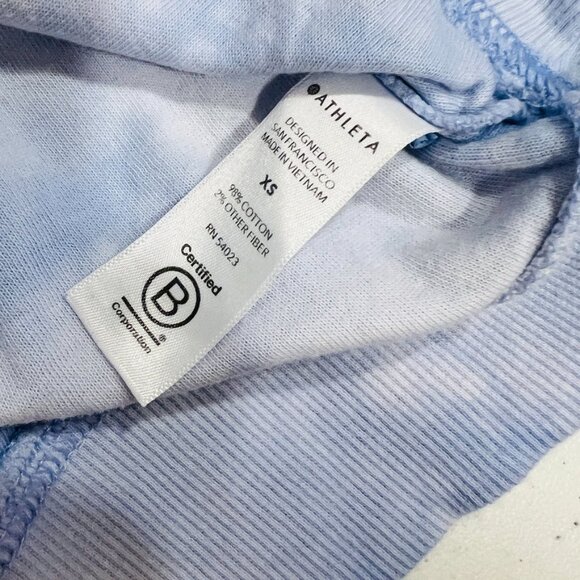 Athleta Sundown Tie Dye Crewneck Sweatshirt Light Blue White Periwinkle XS. - Picture 6 of 9